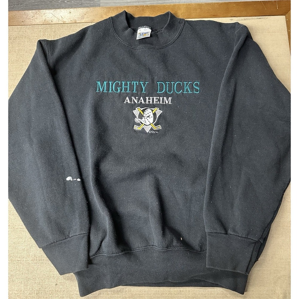 Vintage 90s Disney's Mighty Ducks Anaheim CCM Embroidered Sweatshirt Size Med